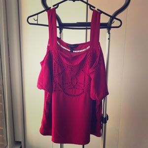 Fun & Flowy Cold Shoulder Top in Pink-Red